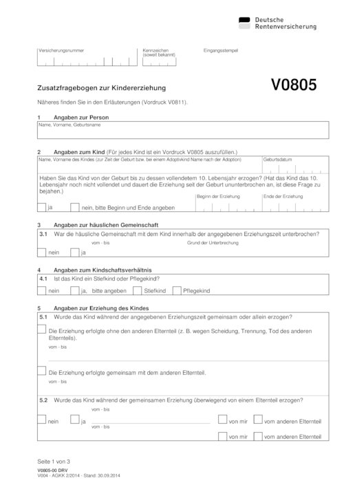 Zusatzfragebogen zur Kindererziehung (V0805)