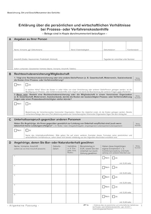 Verfahrenskostenhilfe Prozesskostenhilfe